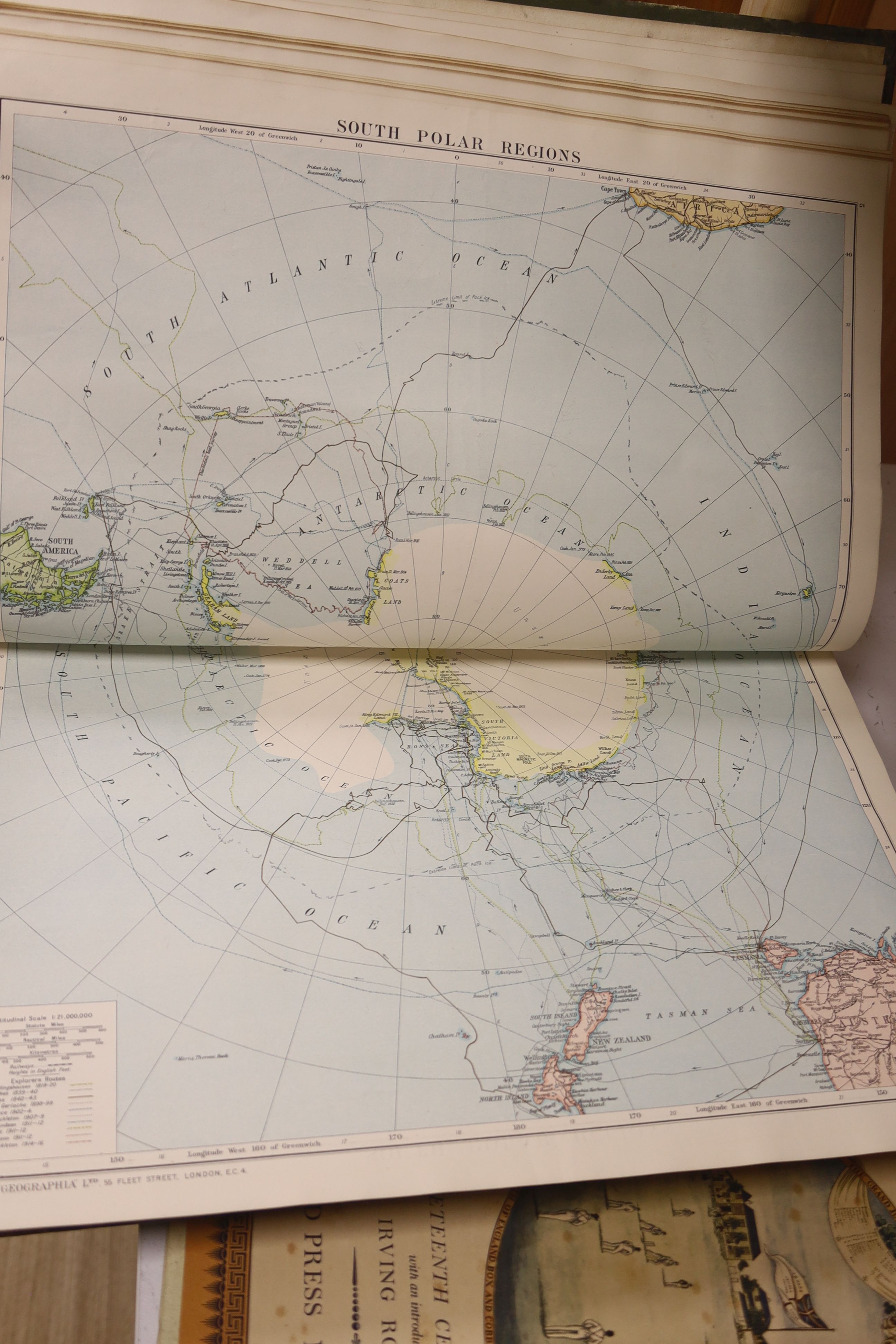 The Daily Telegraph Victory Atlas of The World …, many double page colour-printed maps; publisher’s gilt-lettered cloth, folio (?1920)